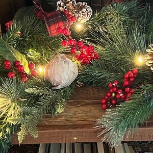 Premium Christmas Garland Features Birch Balls & Plaid by Ridgefield Home
